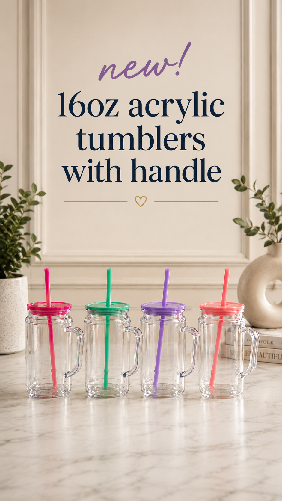 16oz Acrylic Tumbler with Handle