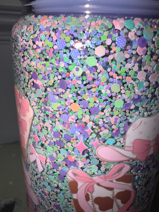 Polyacrylic Glitter 16oz Glass Tumbler