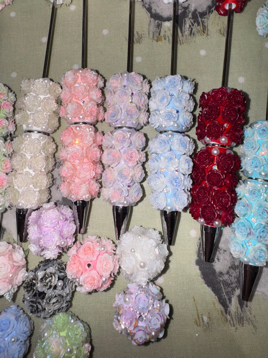 Full Pearl/Rose/Diamante & Heart Pens
