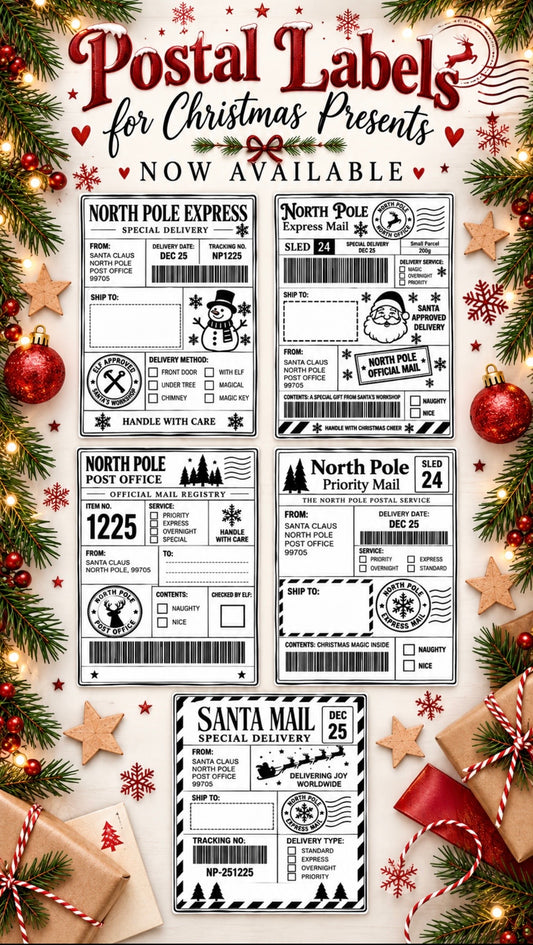Christmas Postal Labels - 4 for £1