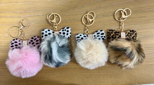 Pom Pom with Bow Bag Charms / Keyrings