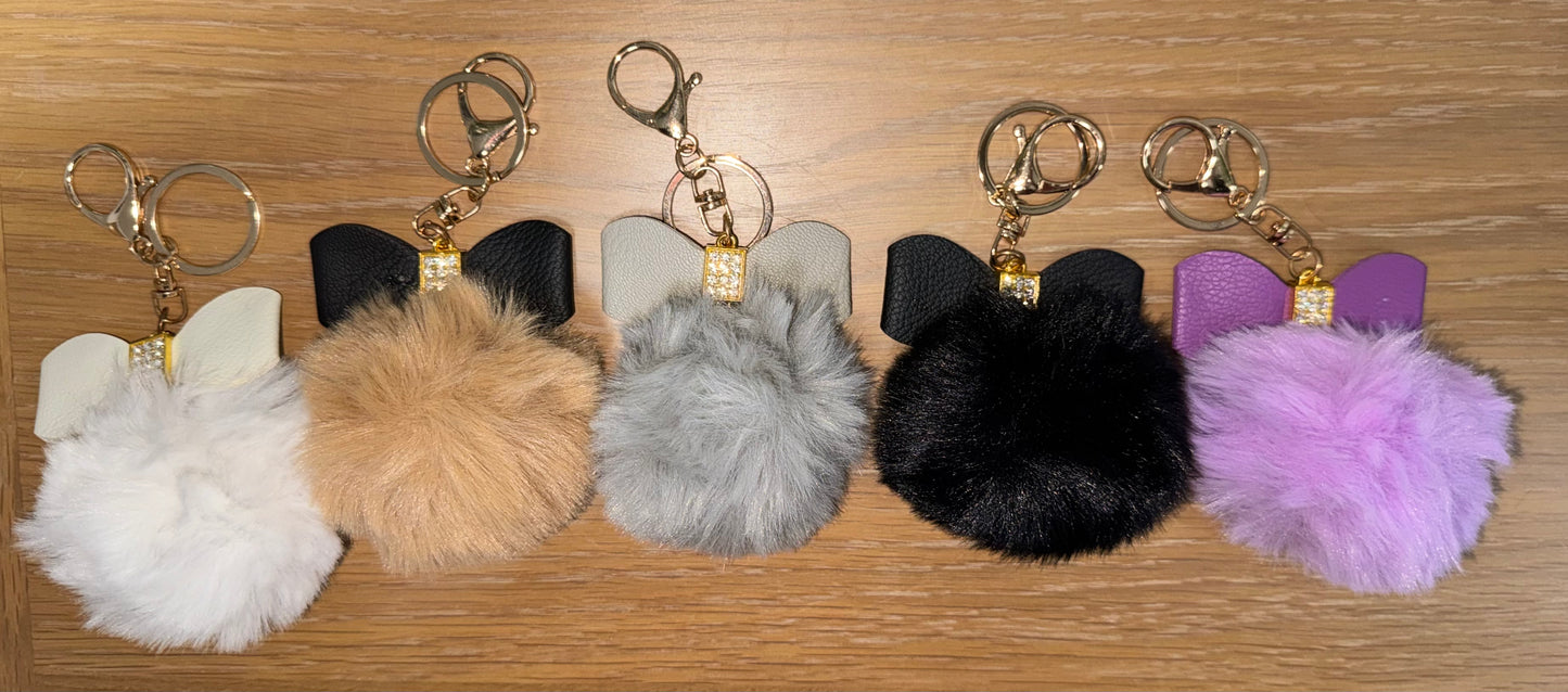 Pom Pom with Bow Bag Charms / Keyrings