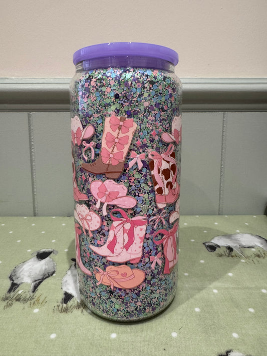 Polyacrylic Glitter 16oz Glass Tumbler