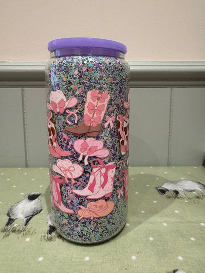 Polyacrylic Glitter 16oz Glass Tumbler