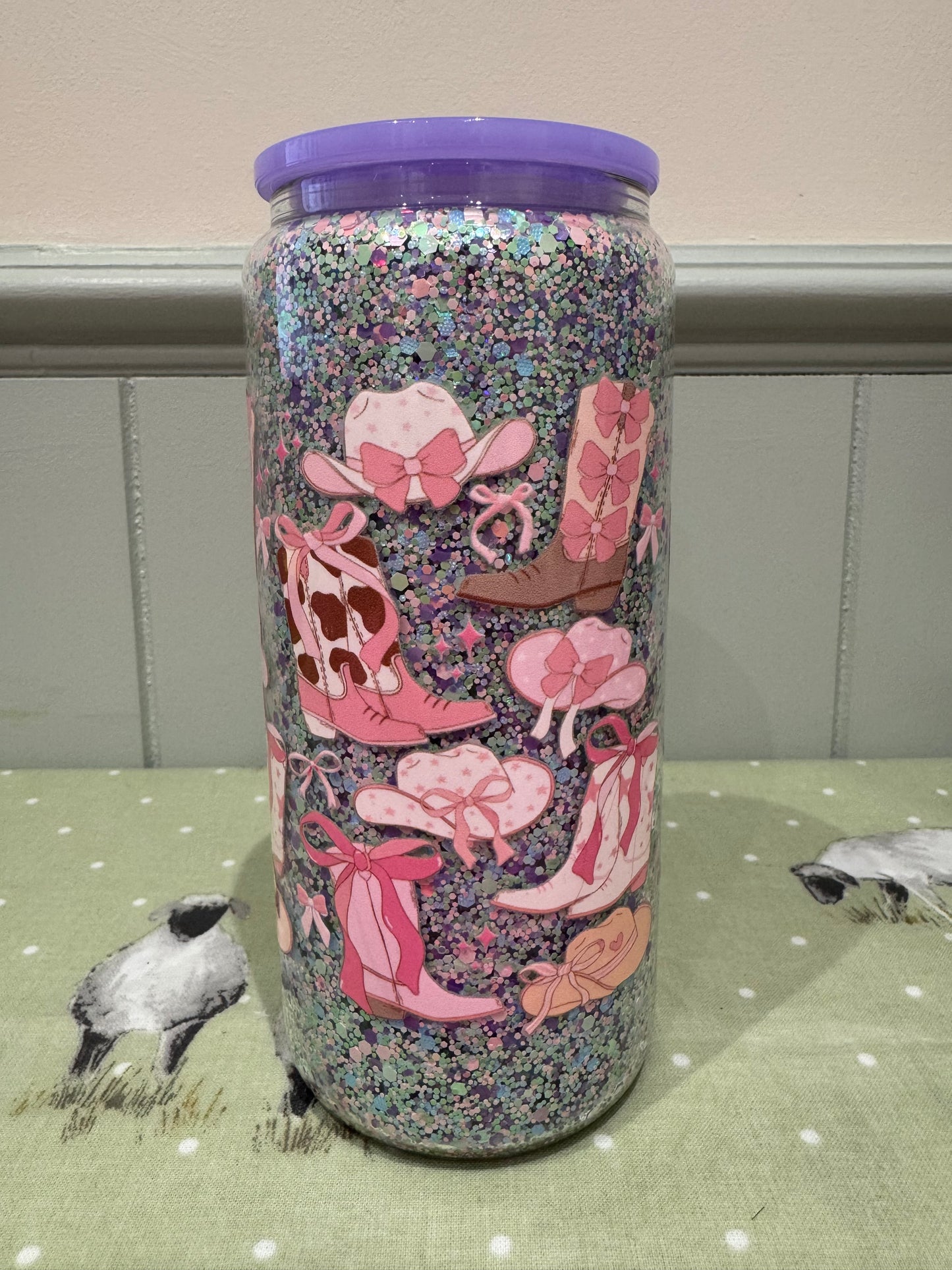 Polyacrylic Glitter 16oz Glass Tumbler