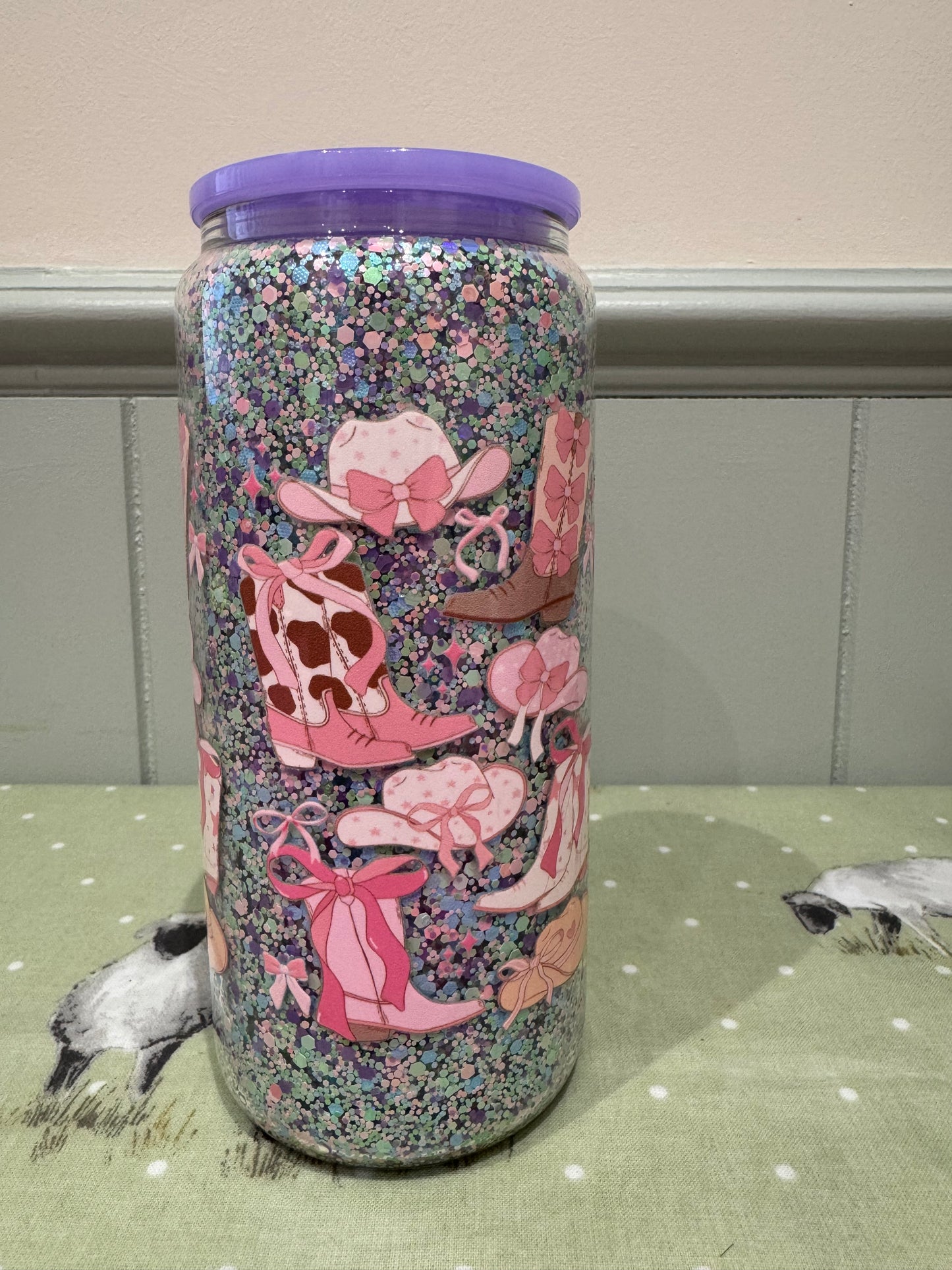 Polyacrylic Glitter 16oz Glass Tumbler