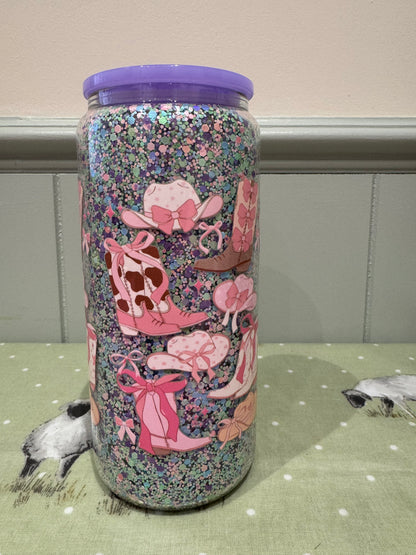 Polyacrylic Glitter 16oz Glass Tumbler